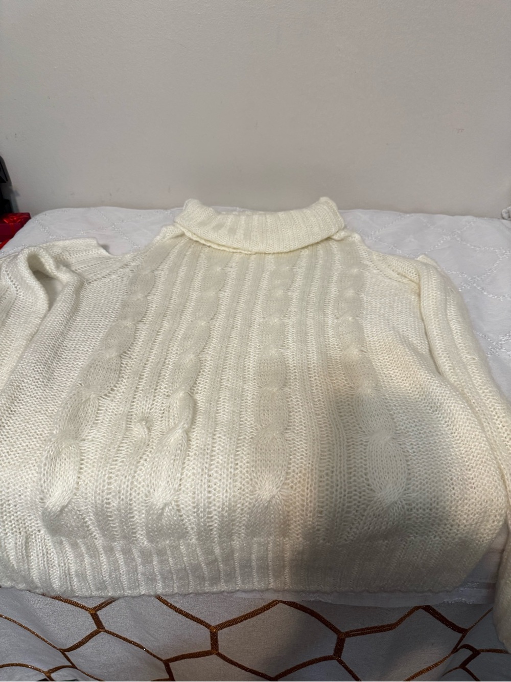Self Esteem Cream Cable Turtleneck Sweater